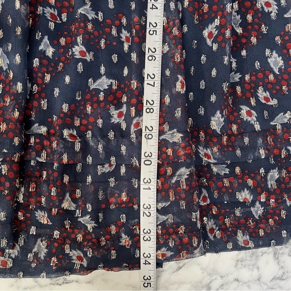 Urban Outfitters Navy Blue Metallic Puff Sleeve Mini Dress Babydoll Size XS - Picture 11 of 15